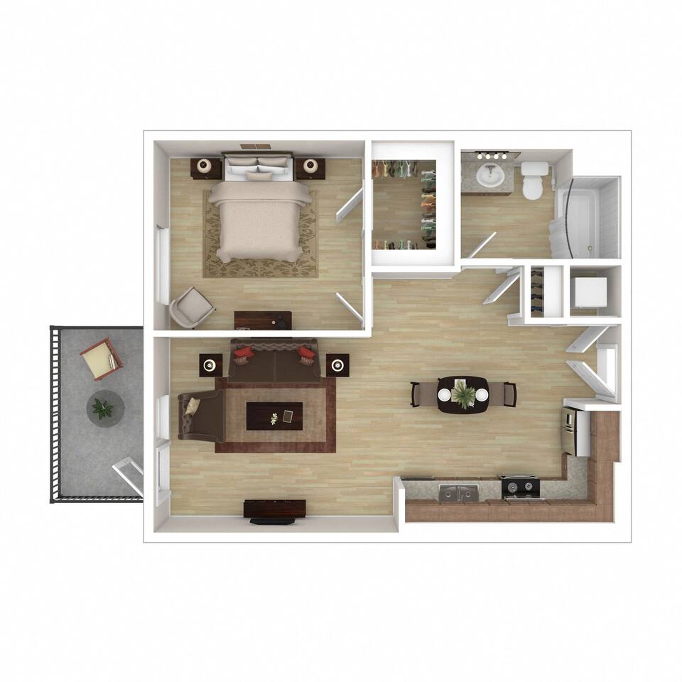 Floorplan diagram for The Chicago, showing 1 bedroom