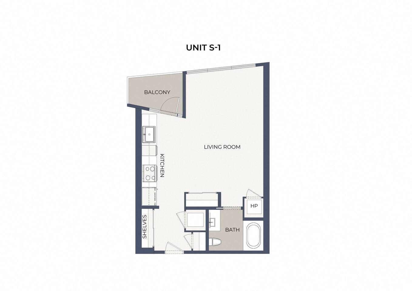 Floorplan diagram for S1, showing Studio