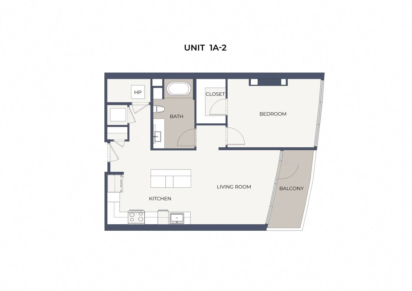 Floorplan diagram for A2, showing 1 bedroom