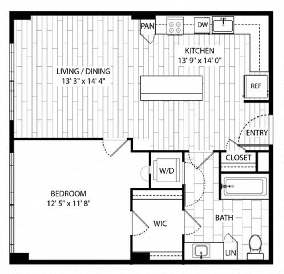 Floorplan diagram for Canyon, showing 1 bedroom