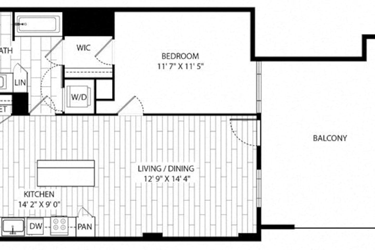Floorplan diagram for Jeffrey, showing 1 bedroom