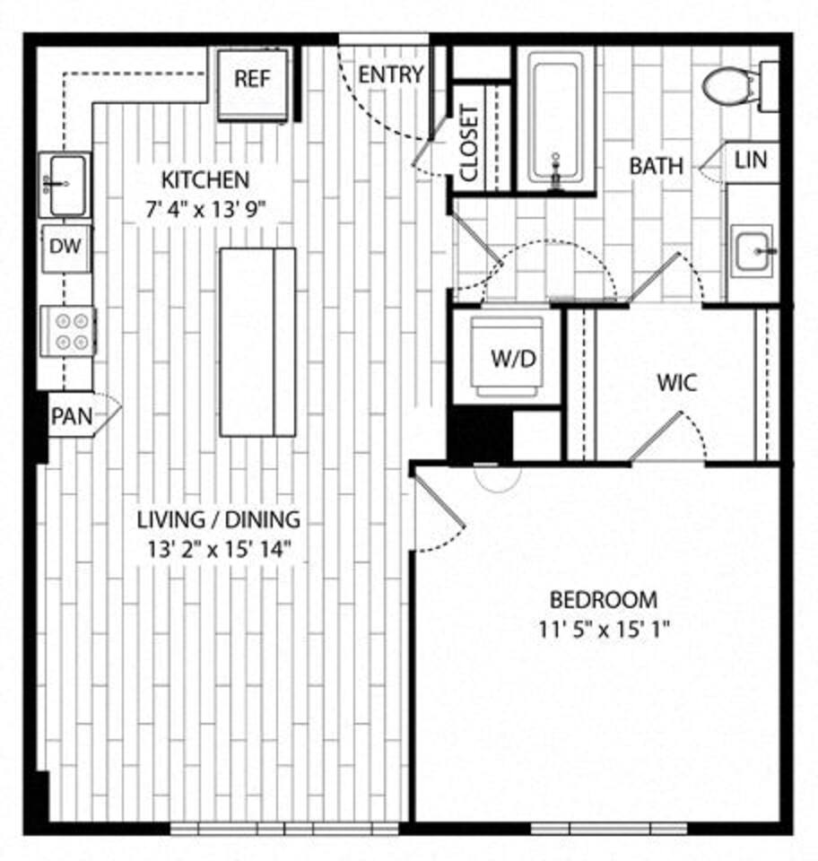 Floorplan diagram for California, showing 1 bedroom