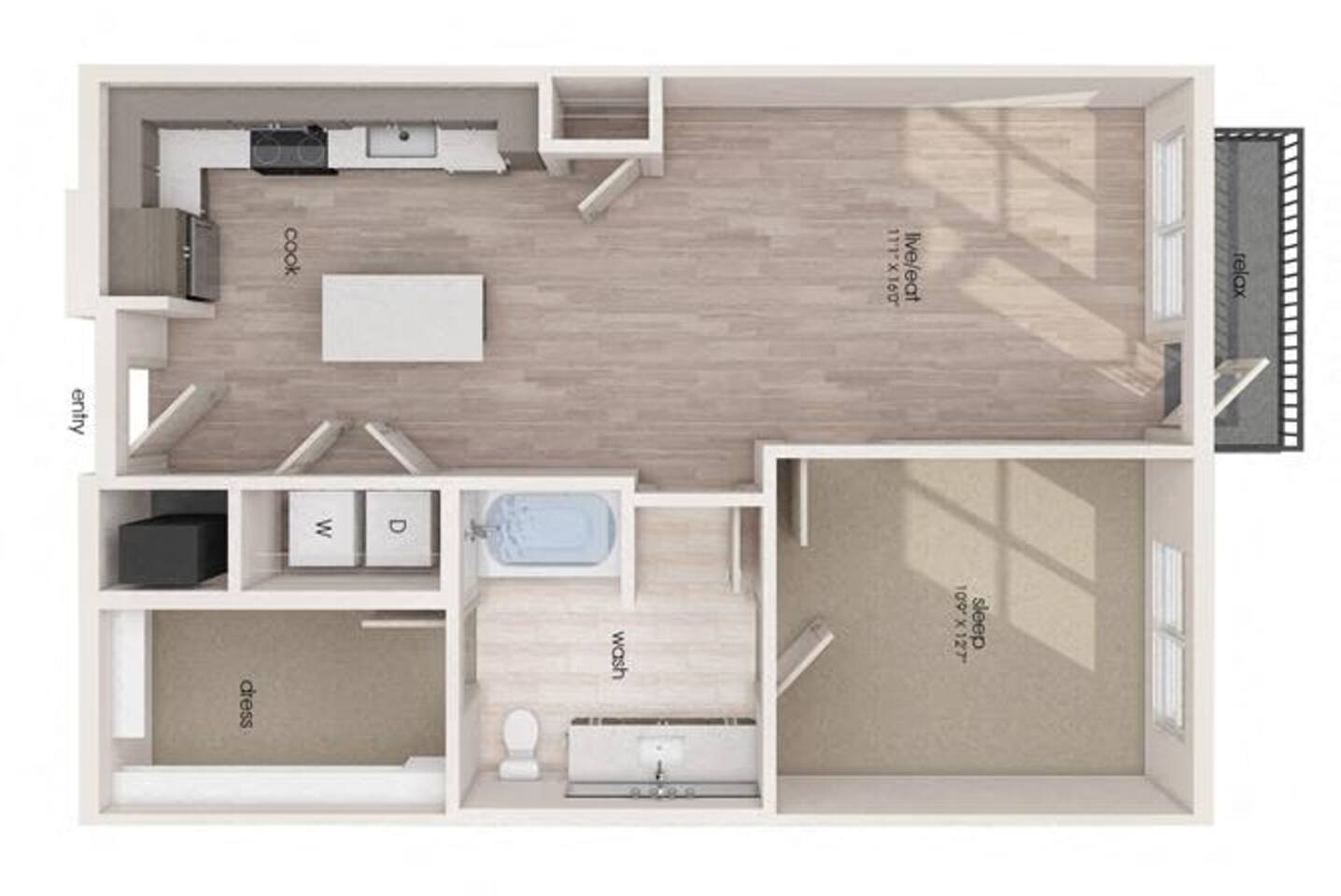 Floorplan diagram for A08, showing 1 bedroom