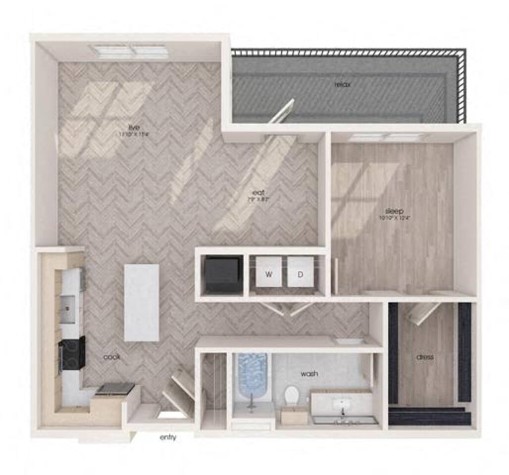 Floorplan diagram for A11, showing 1 bedroom