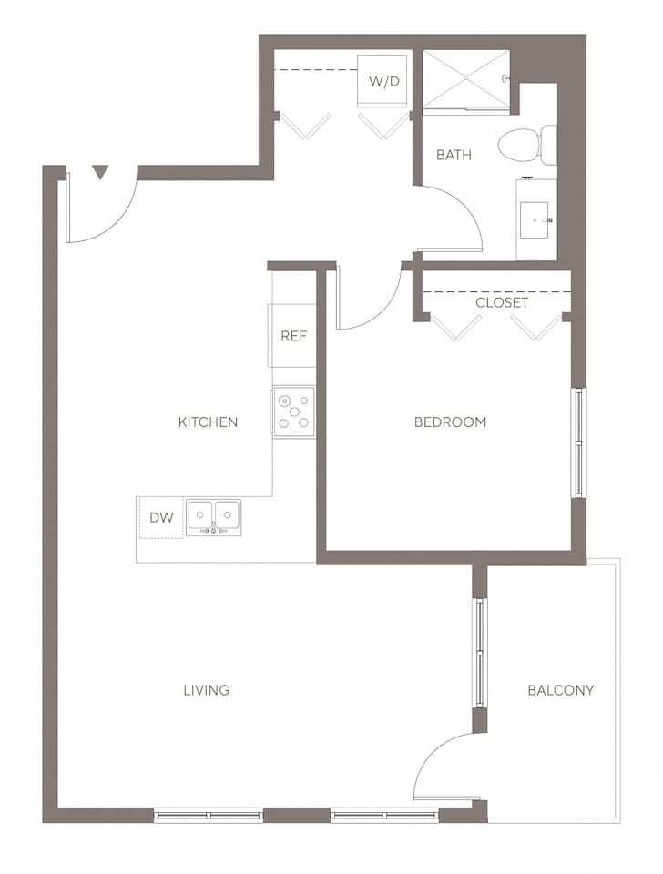 Floorplan diagram for A13 - Flats, showing 1 bedroom