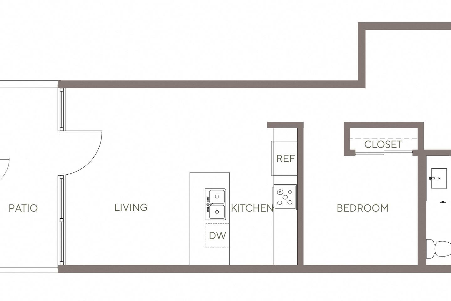 Floorplan diagram for A14 - Lofts, showing 1 bedroom
