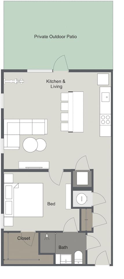 Floorplan diagram for 1J, showing 1 bedroom