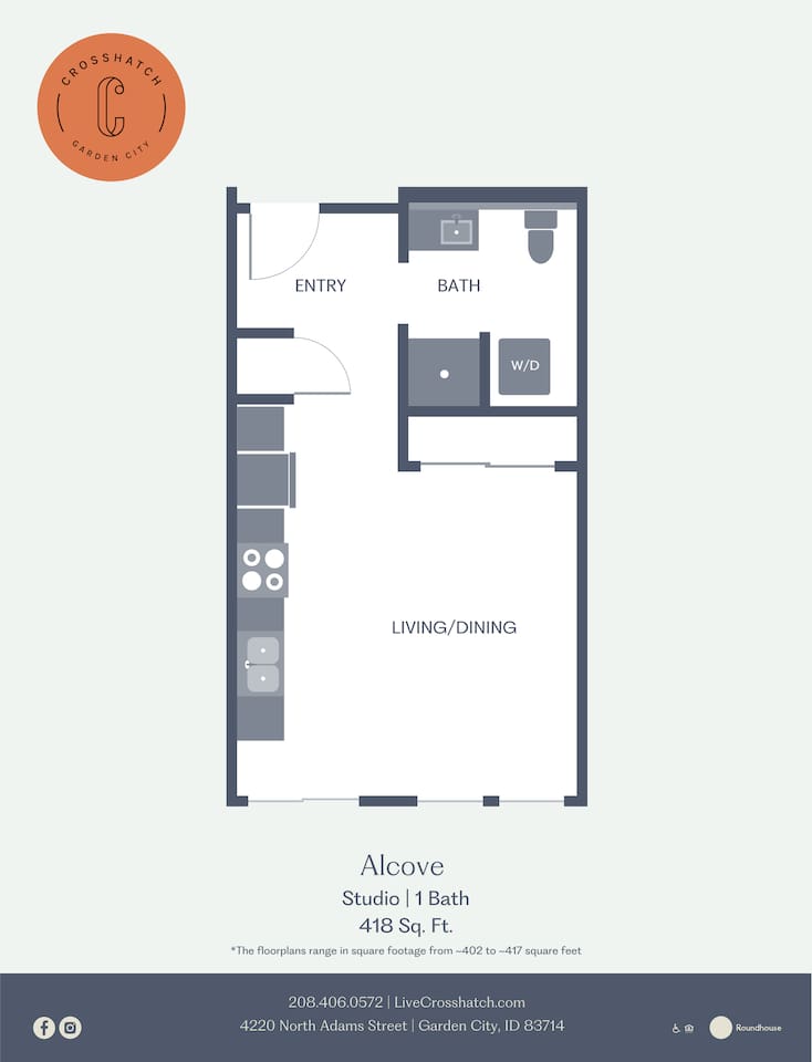 Floorplan diagram for Alcove, showing Studio