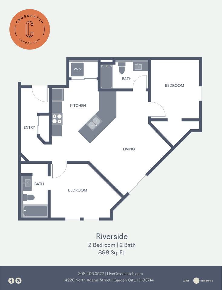 Floorplan diagram for Riverside, showing 2 bedroom