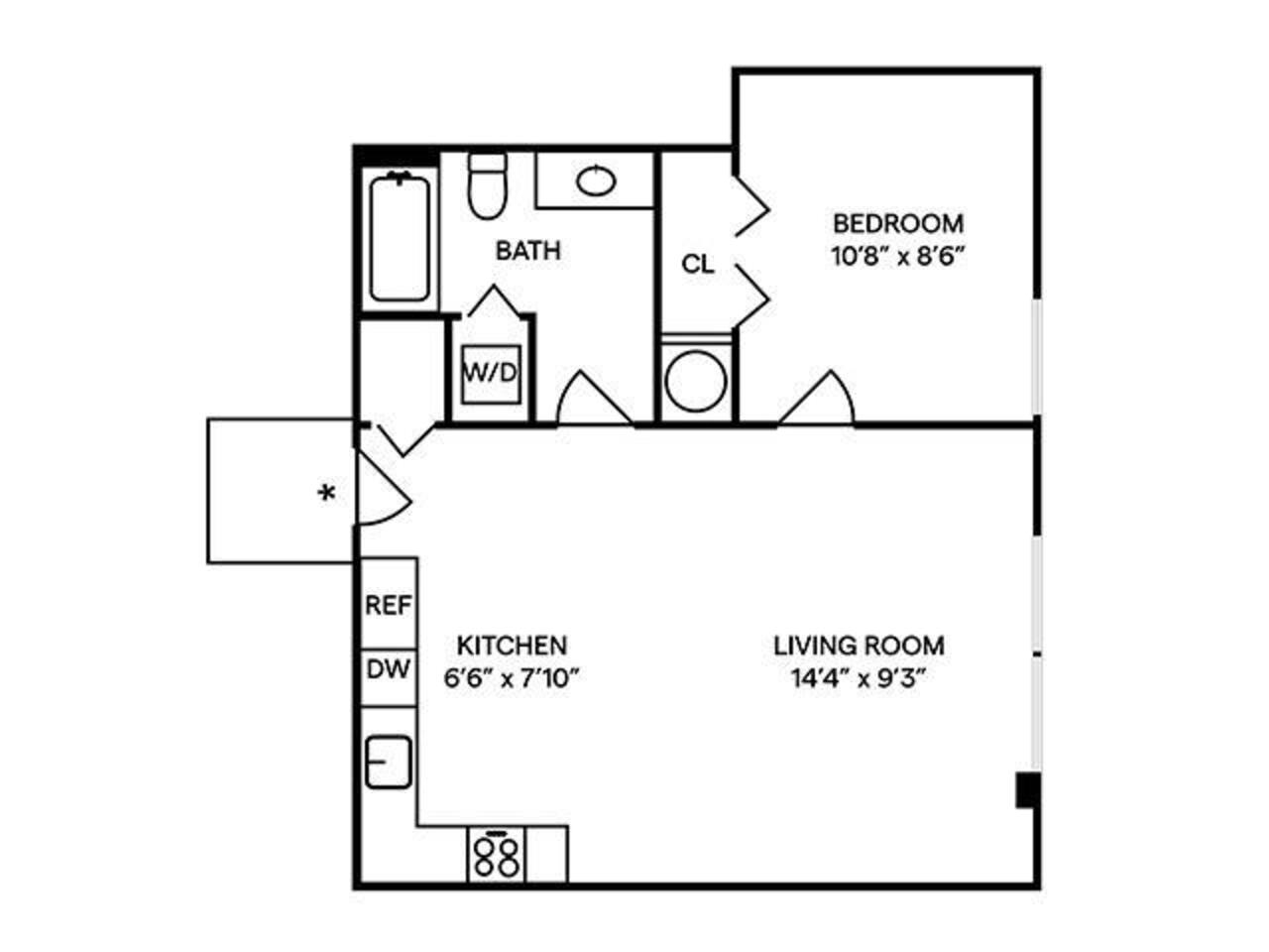 Floorplan diagram for A4 Furnished, showing 1 bedroom