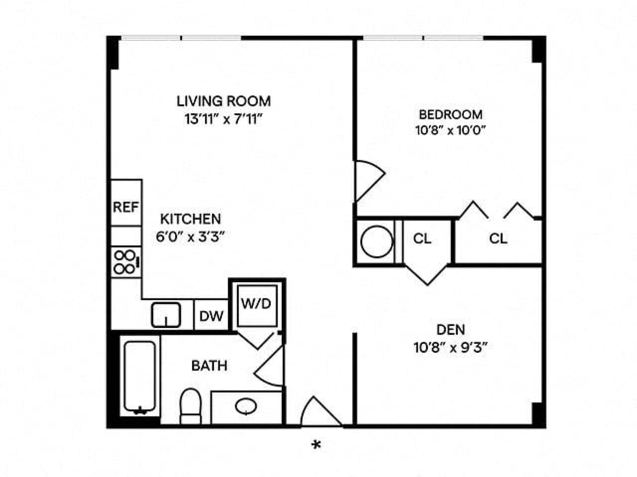 Floorplan diagram for A5 Furnished, showing 1 bedroom