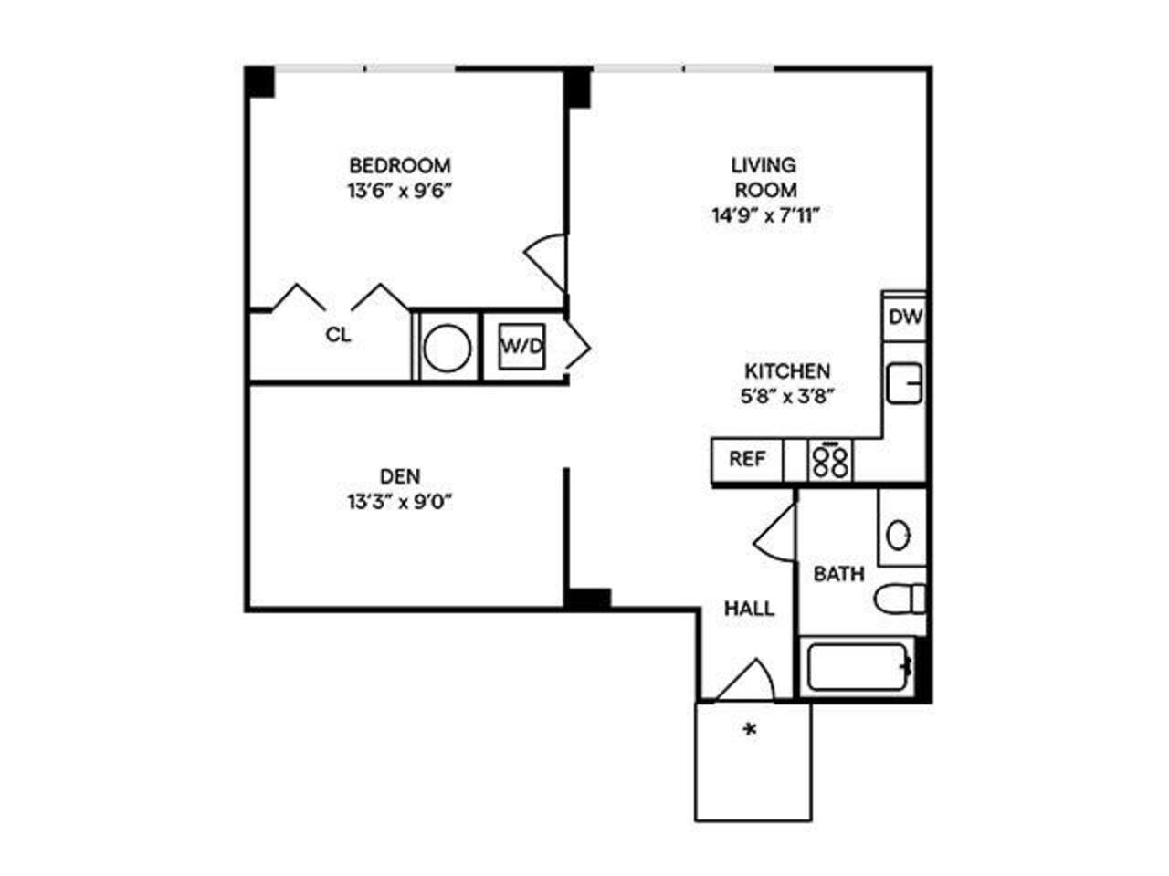 Floorplan diagram for A10 Furnished, showing 1 bedroom