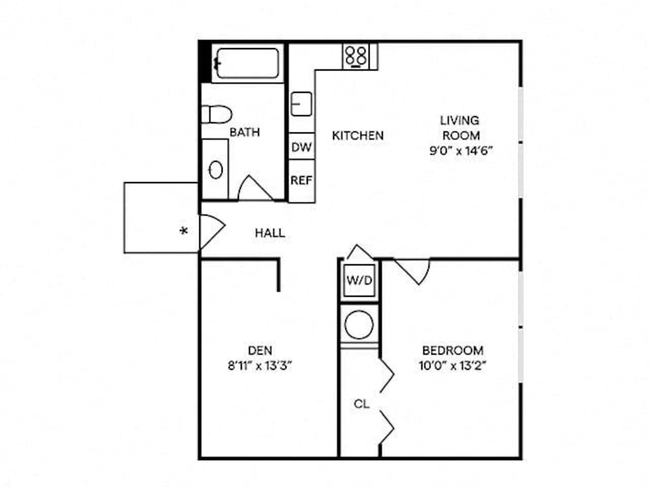 Floorplan diagram for A9 Furnished, showing 1 bedroom
