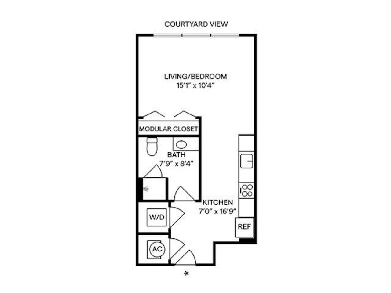 Floorplan diagram for S1, showing Studio