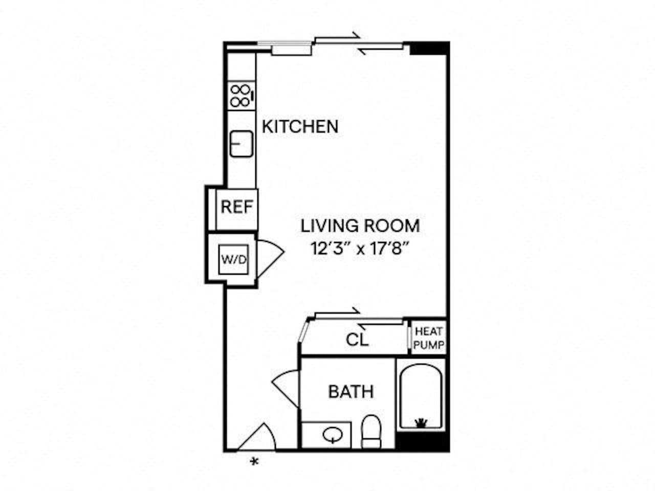 Floorplan diagram for S1, showing Studio