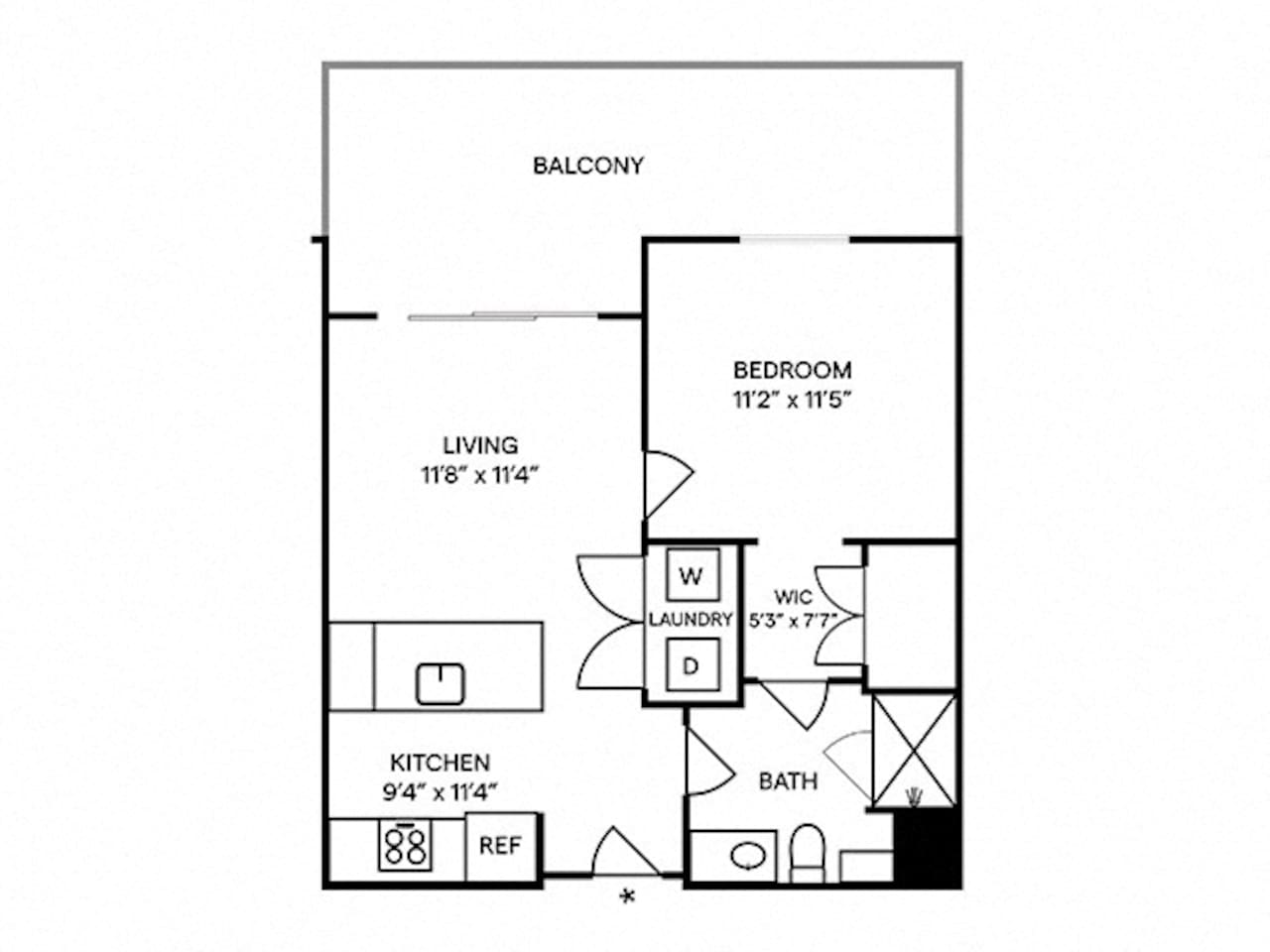 Floorplan diagram for A2, showing 1 bedroom