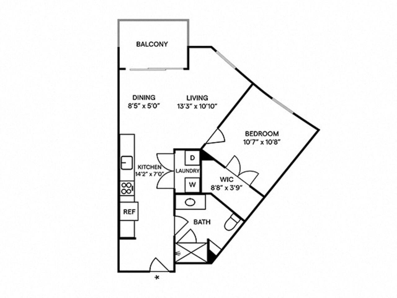 Floorplan diagram for A3, showing 1 bedroom