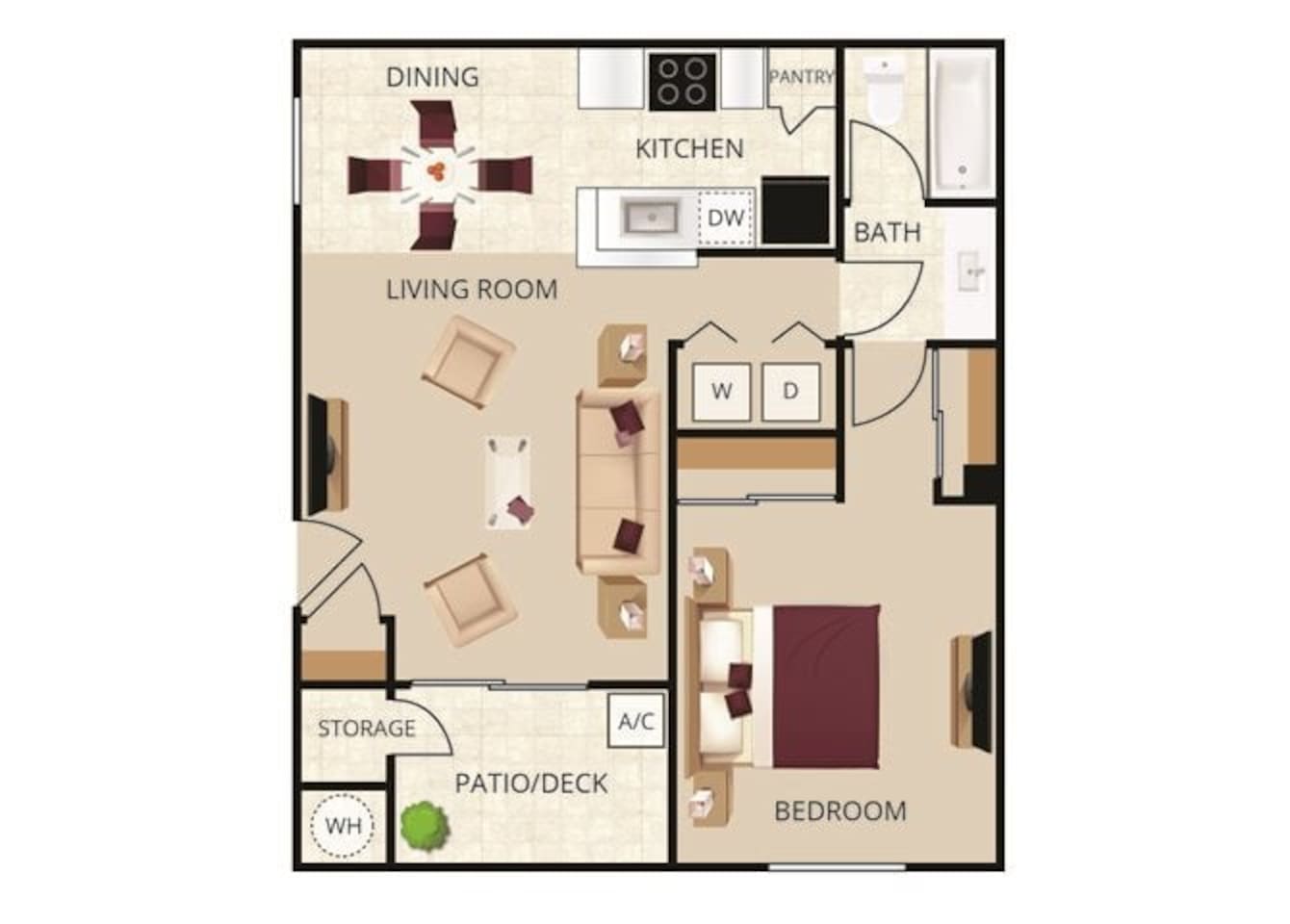 Floorplan diagram for Acapulco, showing 1 bedroom