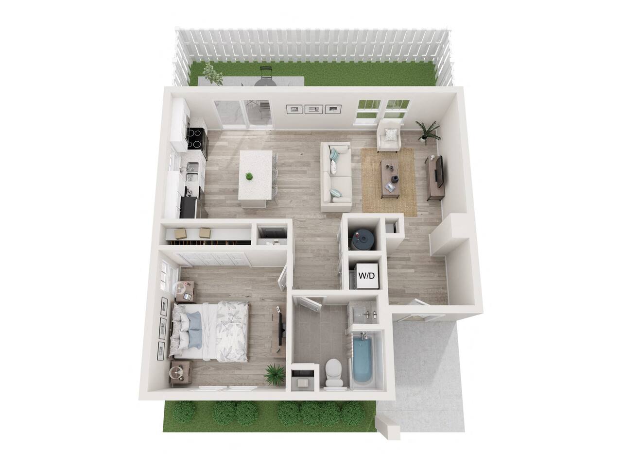 Floorplan diagram for The Oasis, showing 1 bedroom