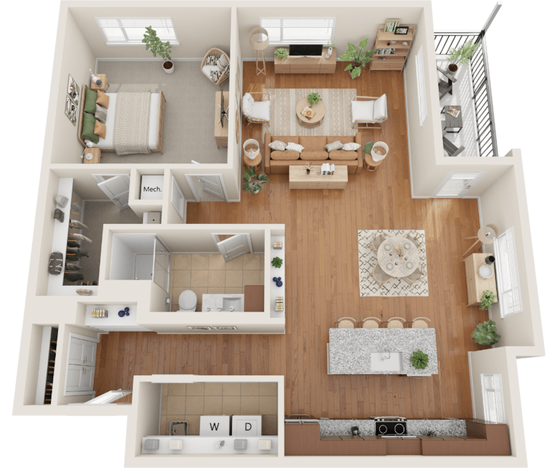 Floorplan diagram for A2a, showing 1 bedroom
