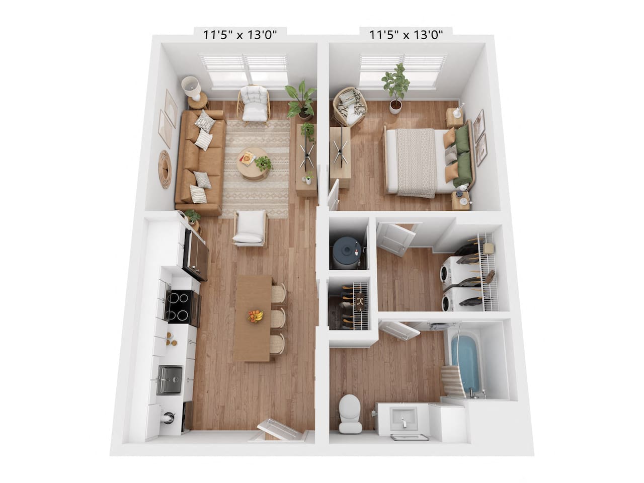 Floorplan diagram for A1H, showing 1 bedroom