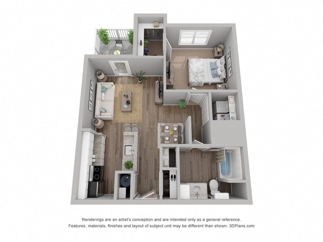 Floorplan diagram for A1, showing 1 bedroom