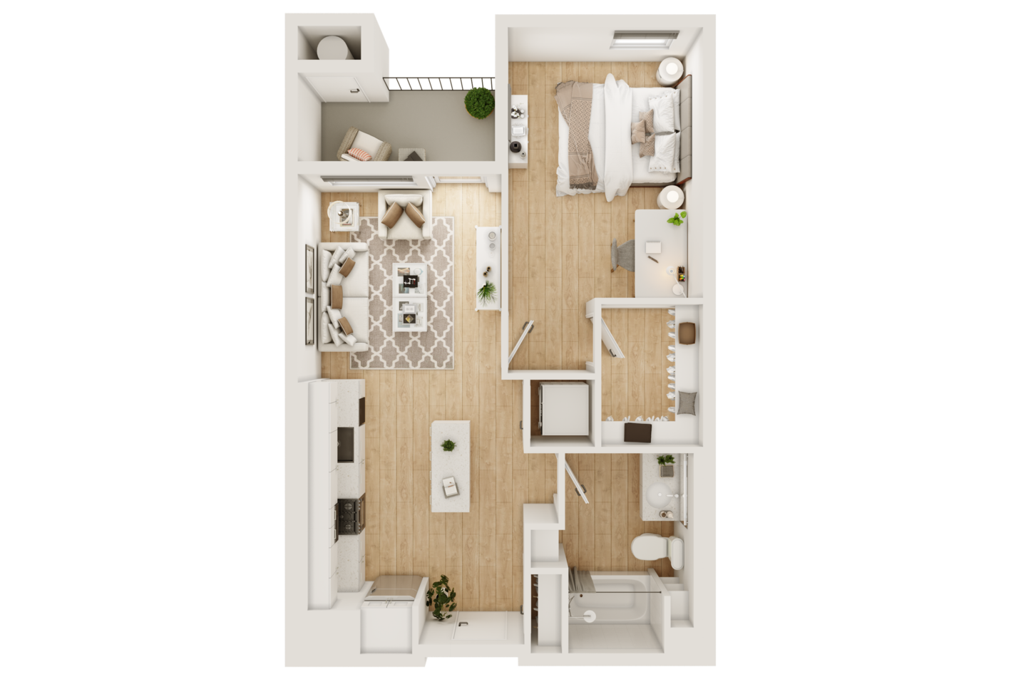 Floorplan diagram for 1A.1, showing 1 bedroom