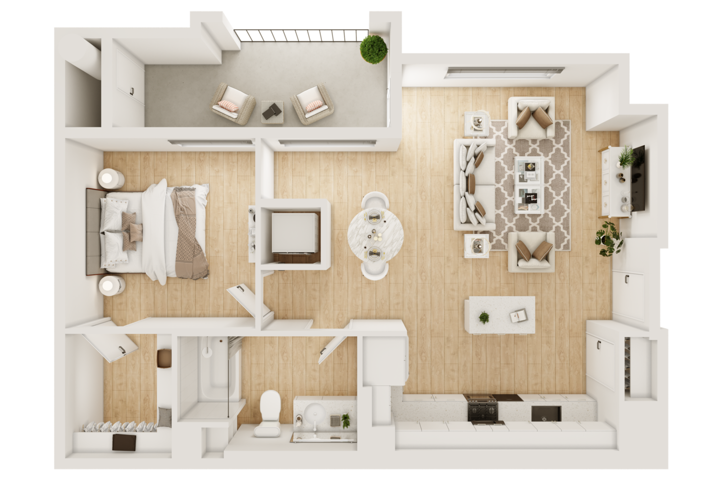 Floorplan diagram for 1B.1, showing 1 bedroom