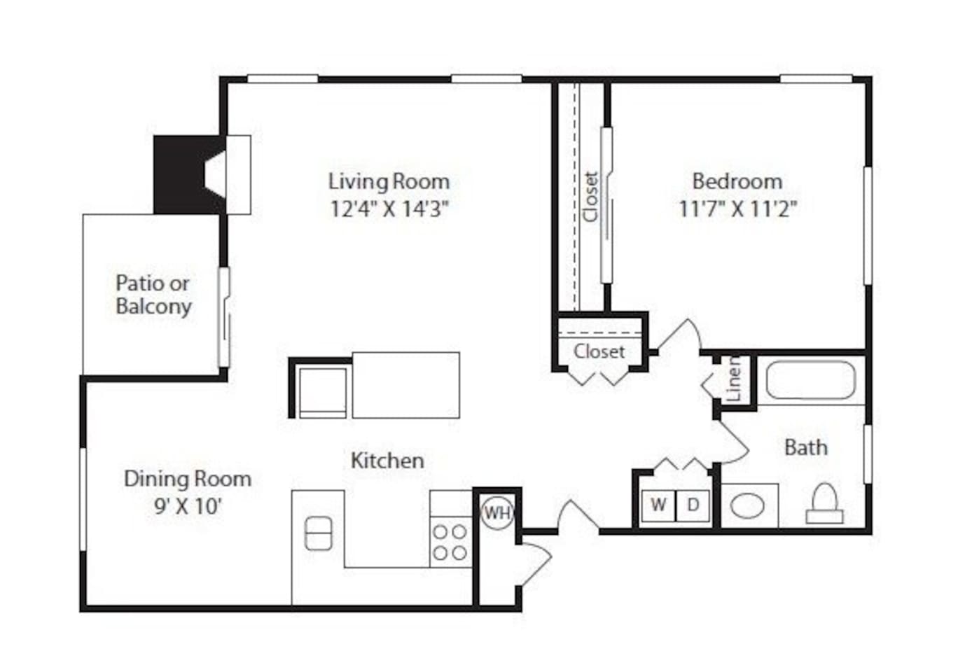 Floorplan diagram for A1 , showing 1 bedroom