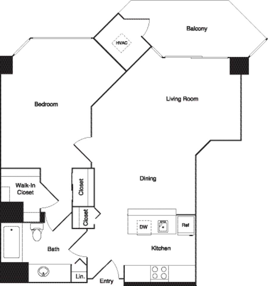 Floorplan diagram for Elm, showing 1 bedroom