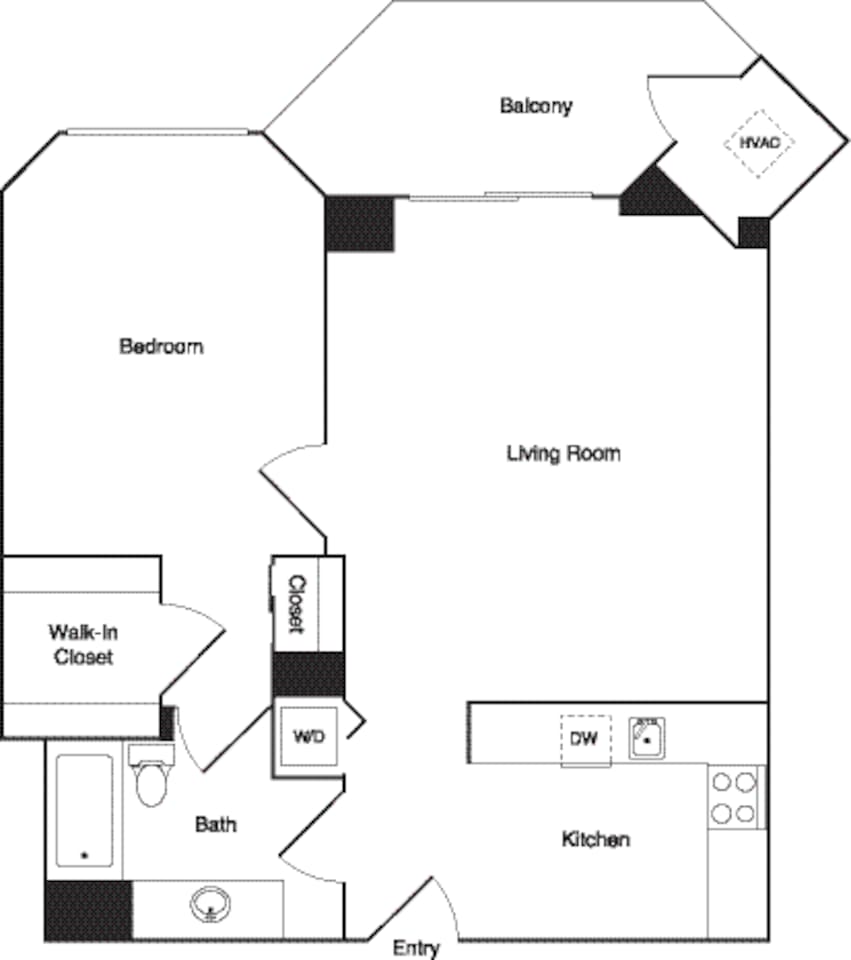 Floorplan diagram for Willow Renovated, showing 1 bedroom