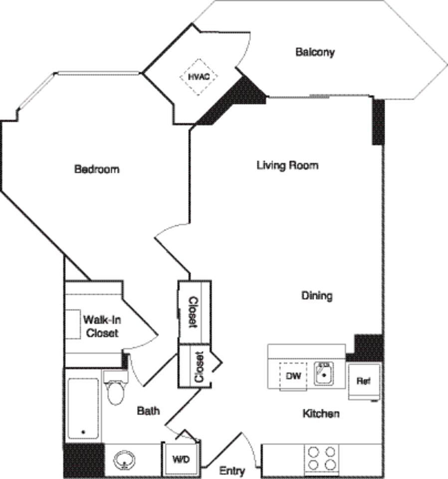 Floorplan diagram for Oak Renovated, showing 1 bedroom