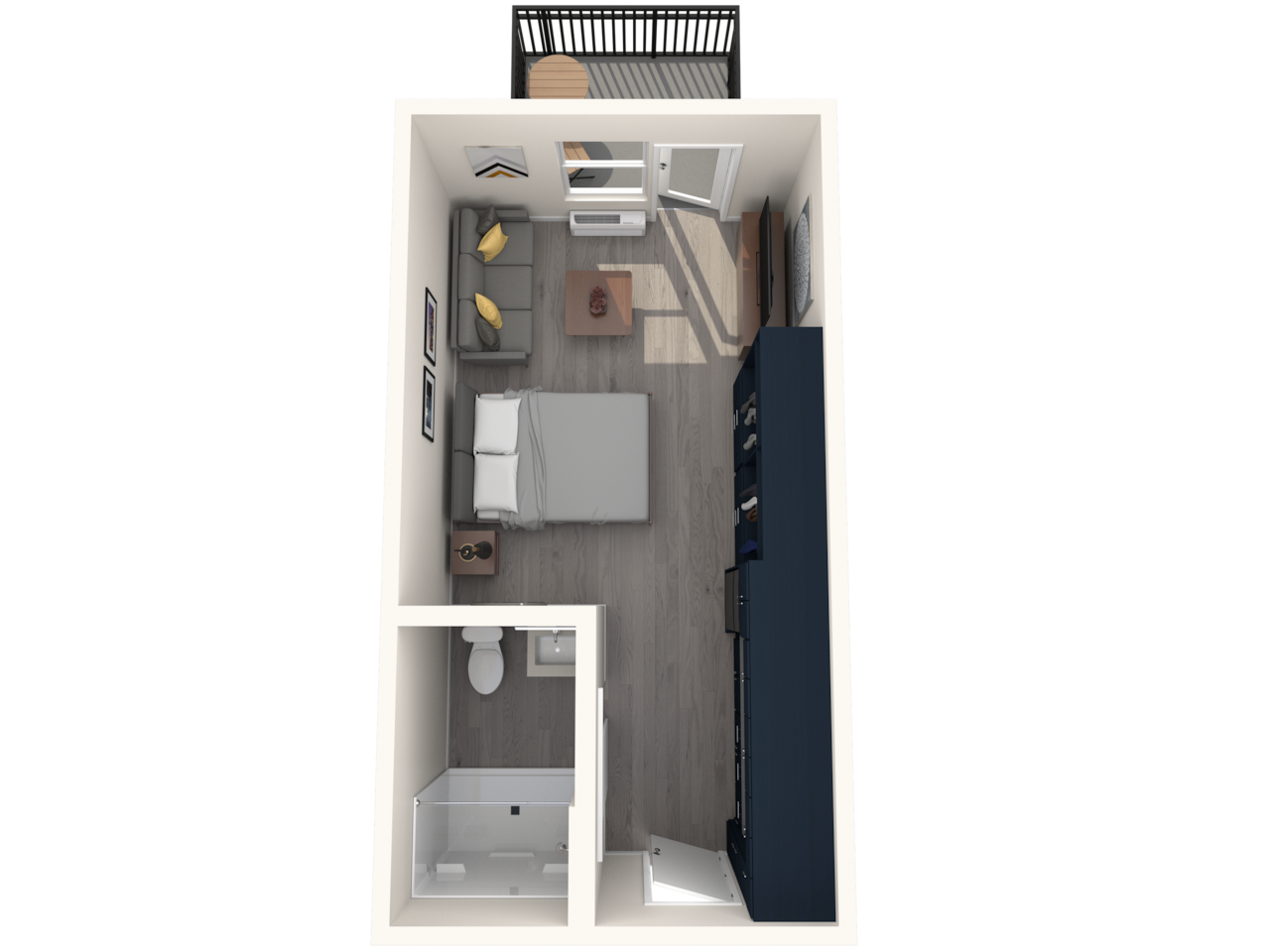 Floorplan diagram for Studio, showing Studio