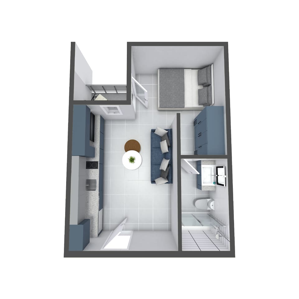 Floorplan diagram for Studio A, showing Studio
