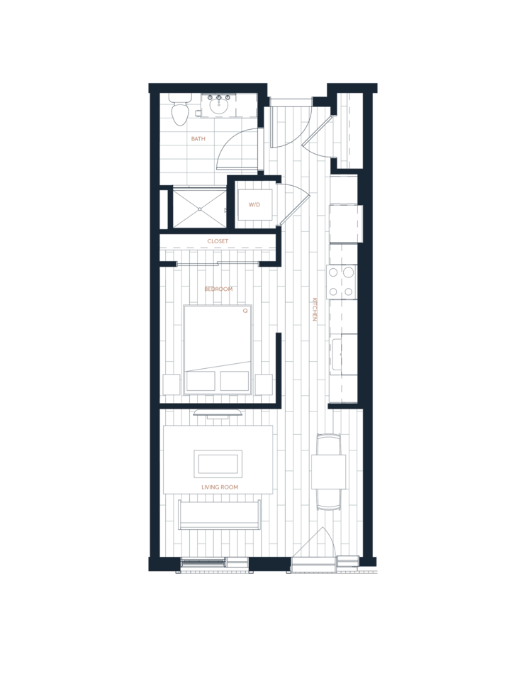 Floorplan diagram for A1 - 1 Bed 1 Bath, showing 1 bedroom