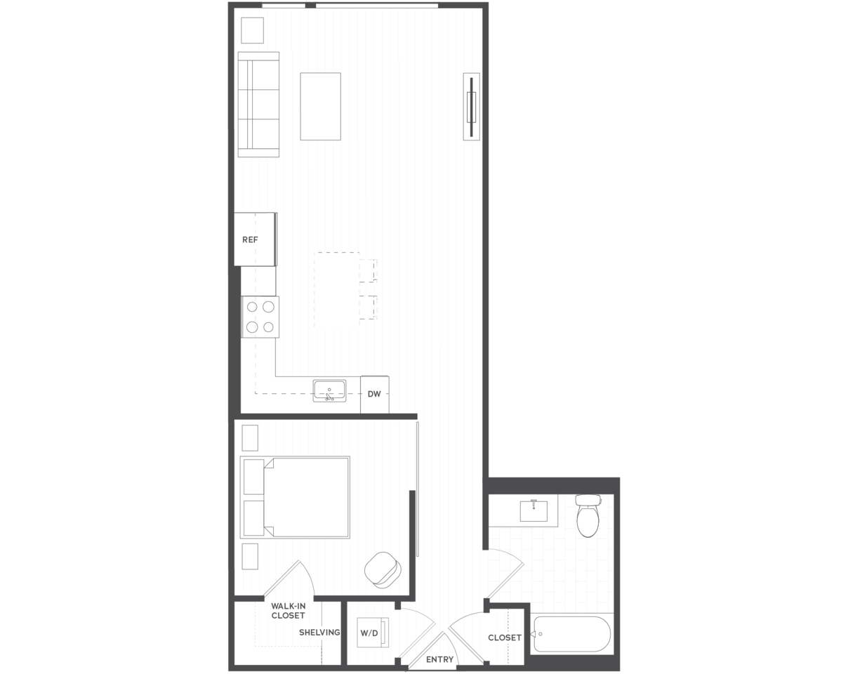 Floorplan diagram for A2.3, showing 1 bedroom
