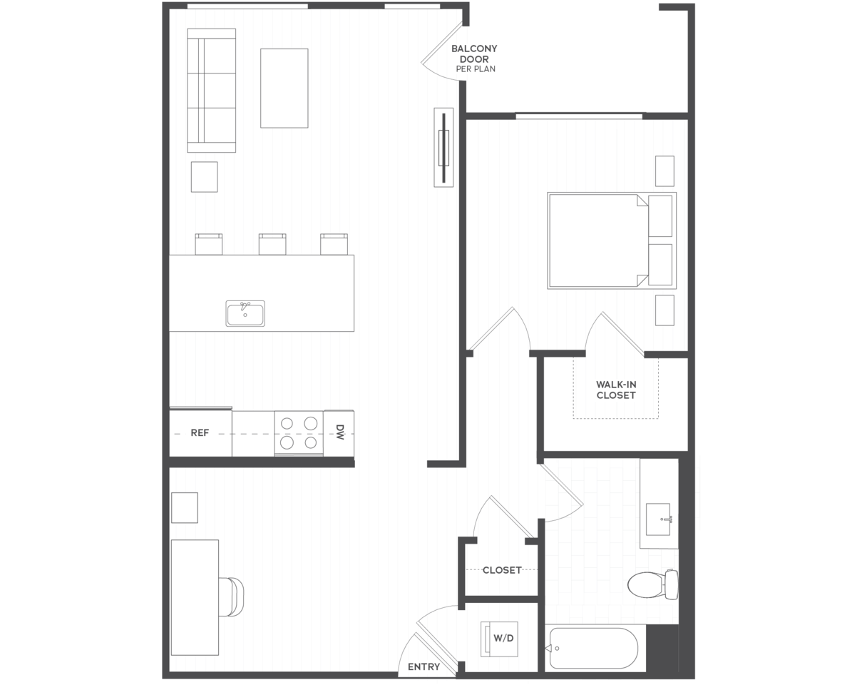 Floorplan diagram for B6.1C, showing 1 bedroom