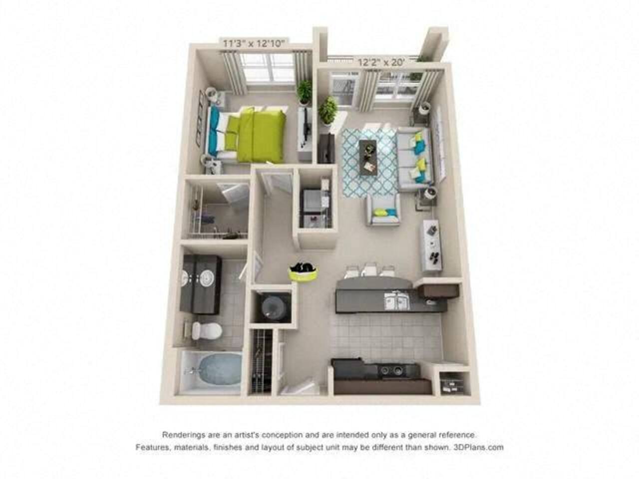 Floorplan diagram for A1, showing 1 bedroom
