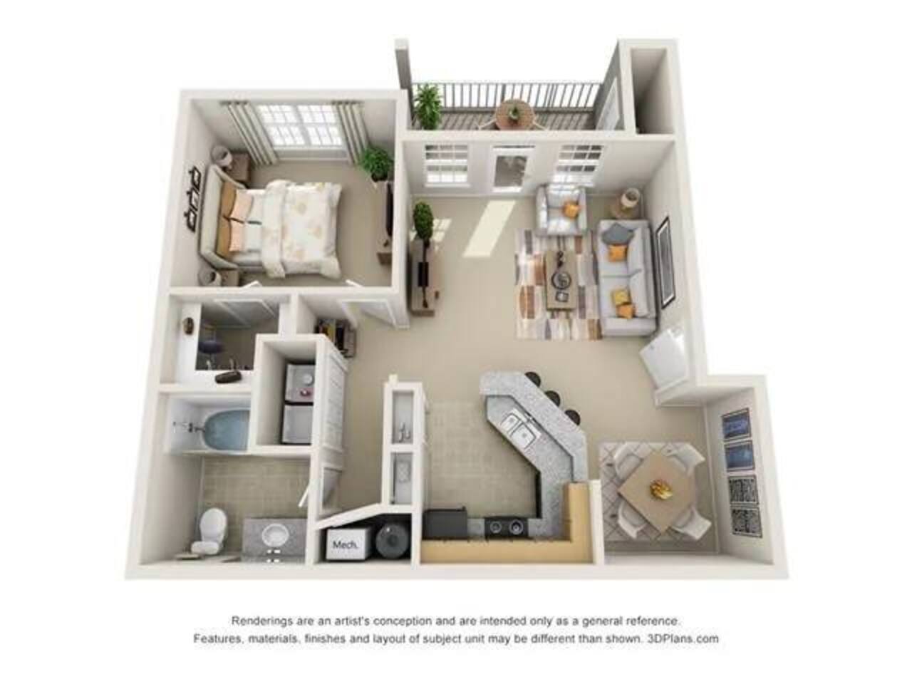 Floorplan diagram for A1, showing 1 bedroom