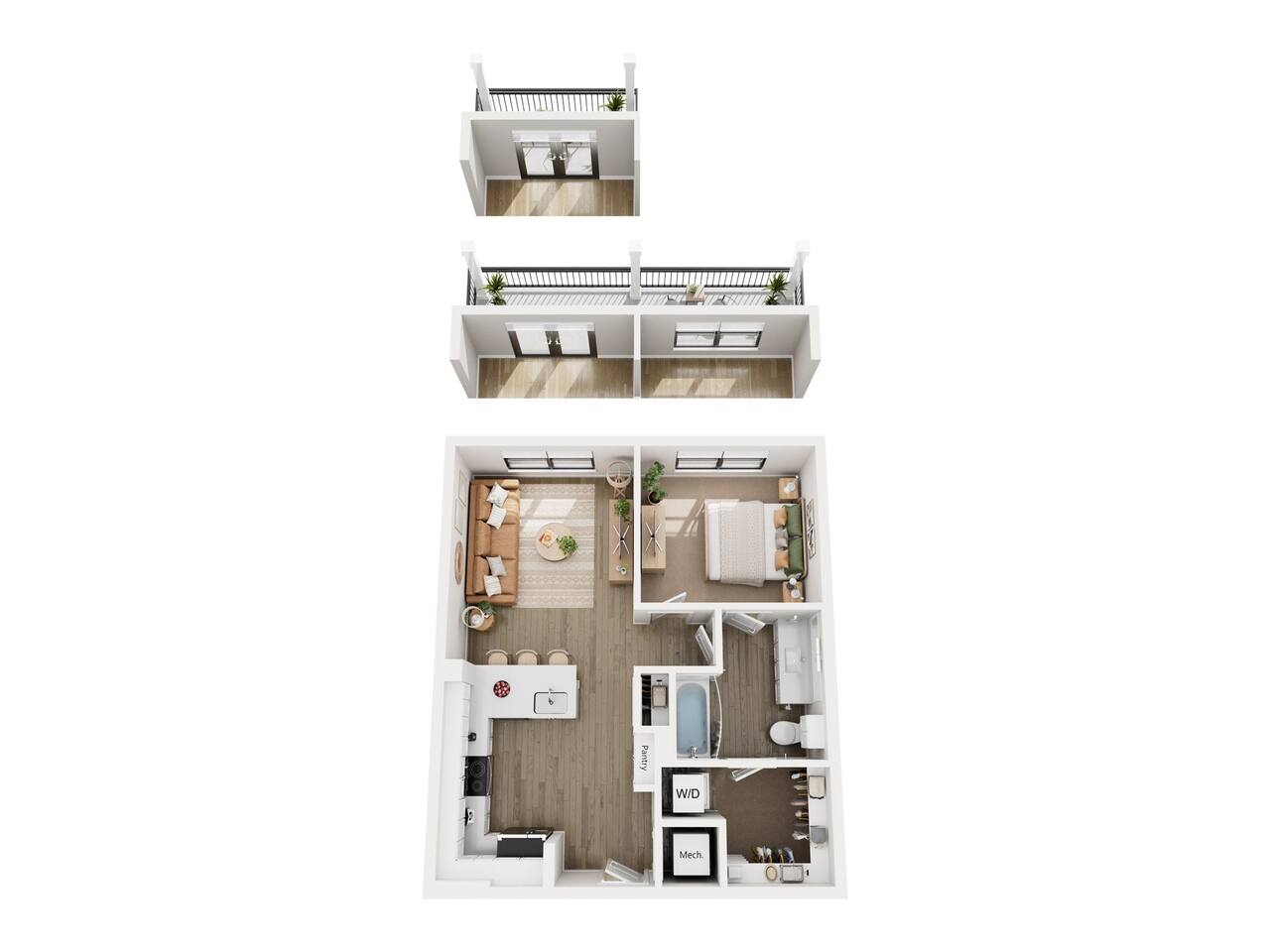 Floorplan diagram for Fern A2 Affordable 80, showing 1 bedroom