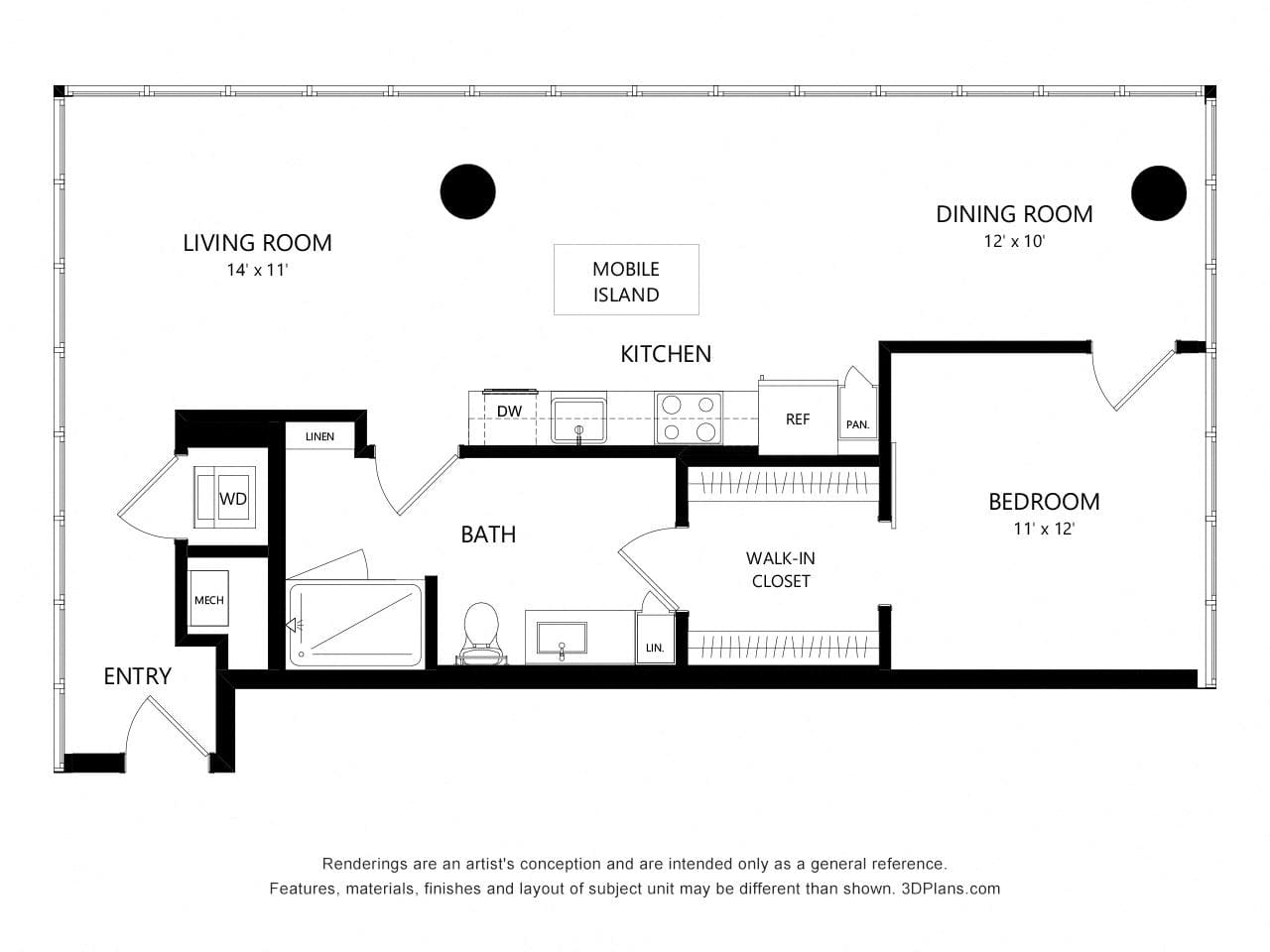 Floorplan diagram for TOWER A9, showing 1 bedroom