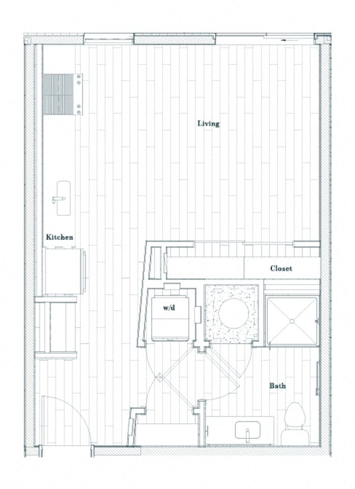Floorplan diagram for W0A, showing Studio
