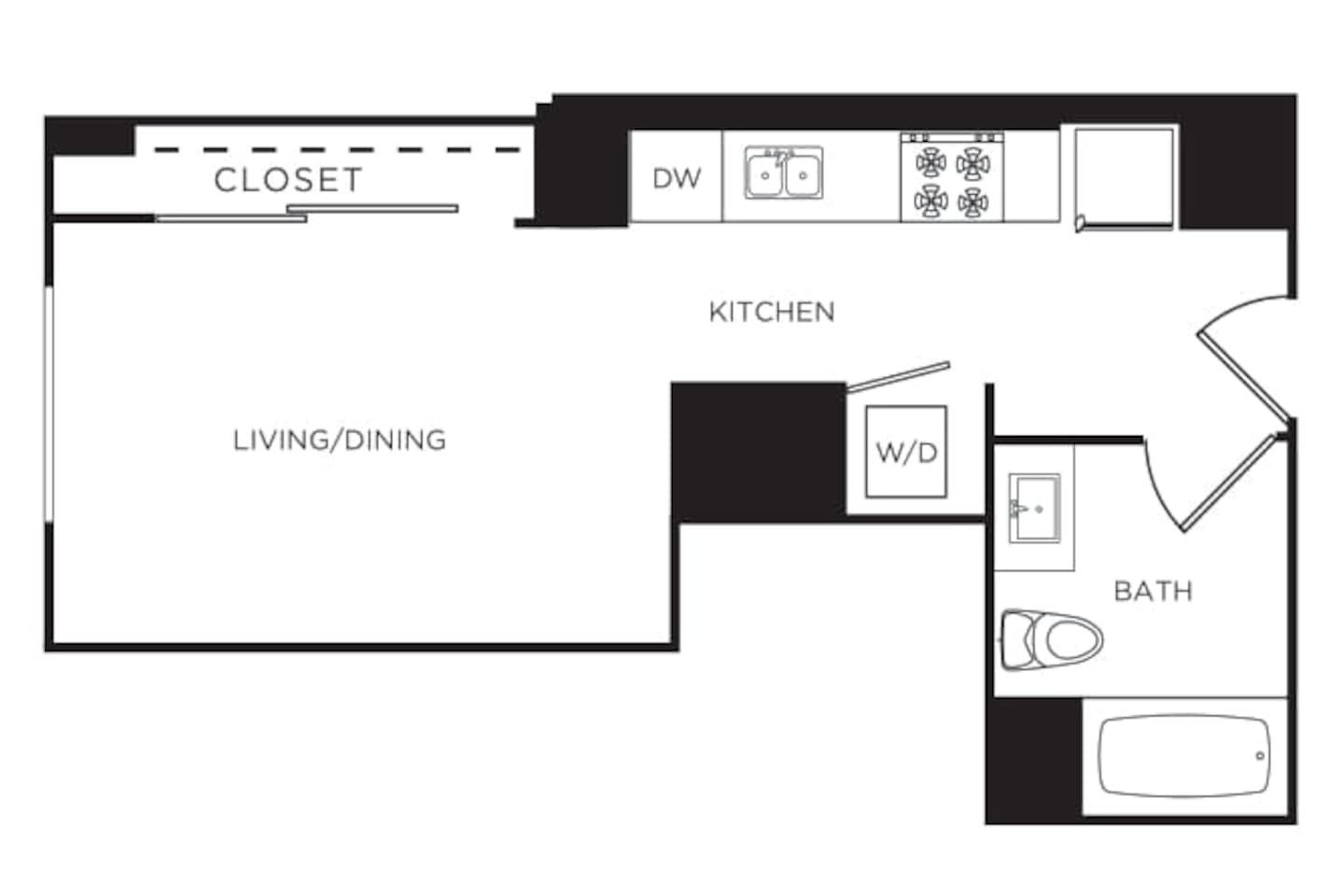Floorplan diagram for The Willow, showing Studio