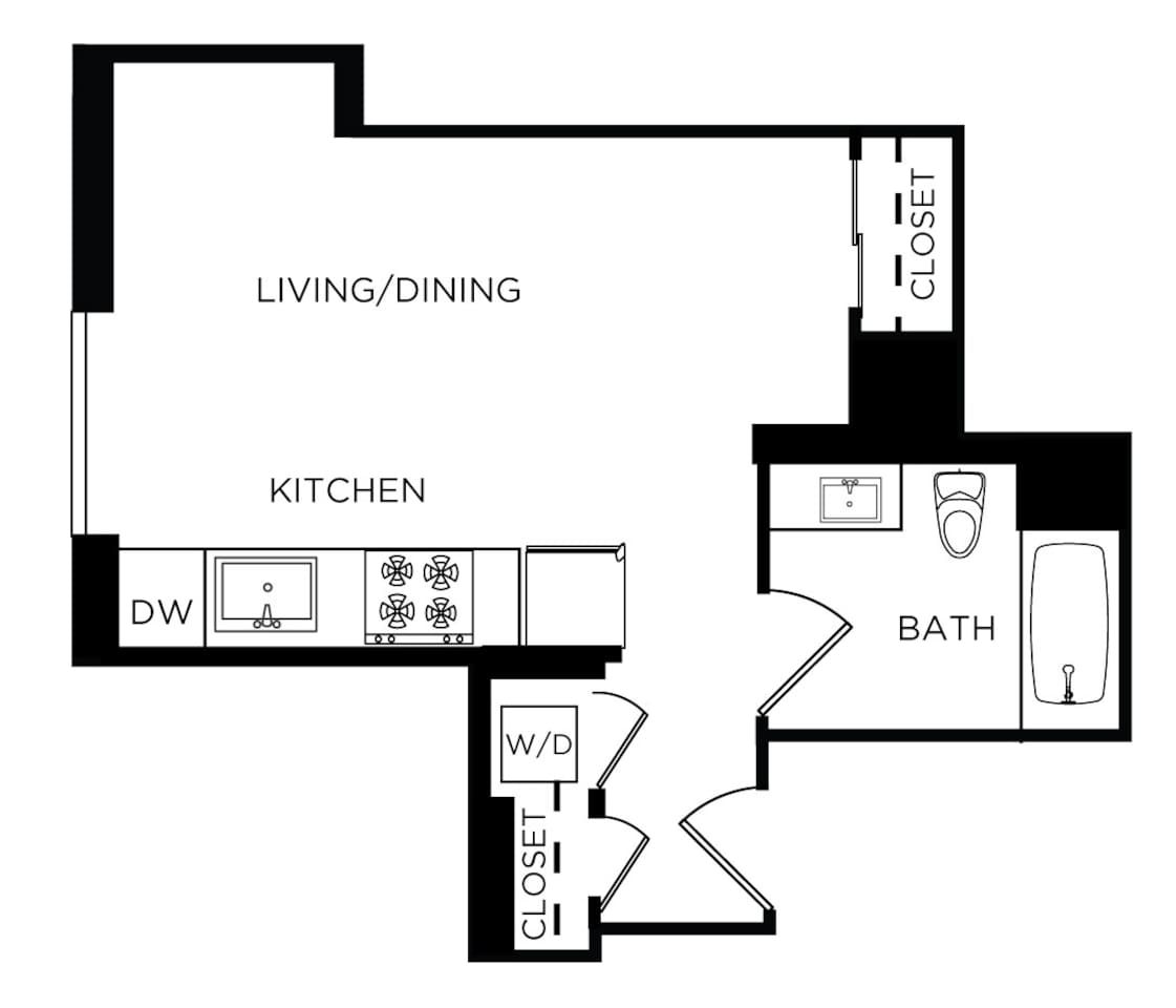 Floorplan diagram for The Polk, showing Studio
