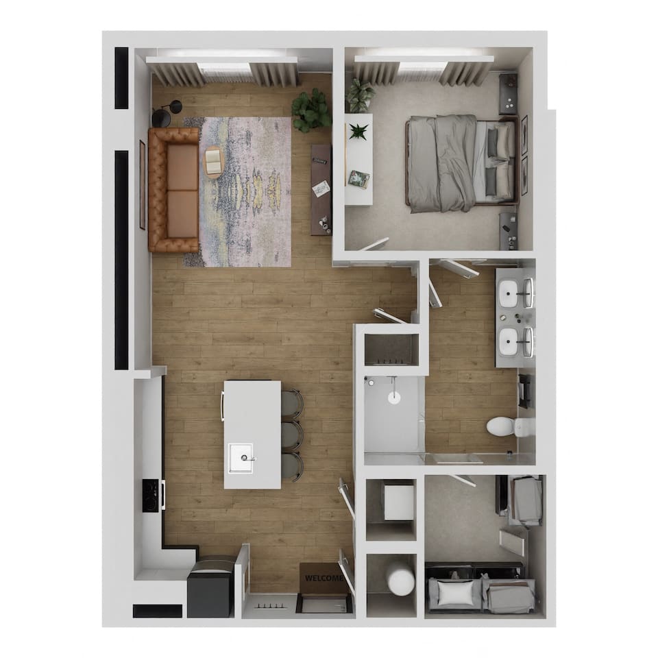 Floorplan diagram for A3, showing 1 bedroom