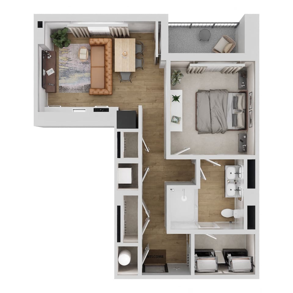 Floorplan diagram for A4, showing 1 bedroom