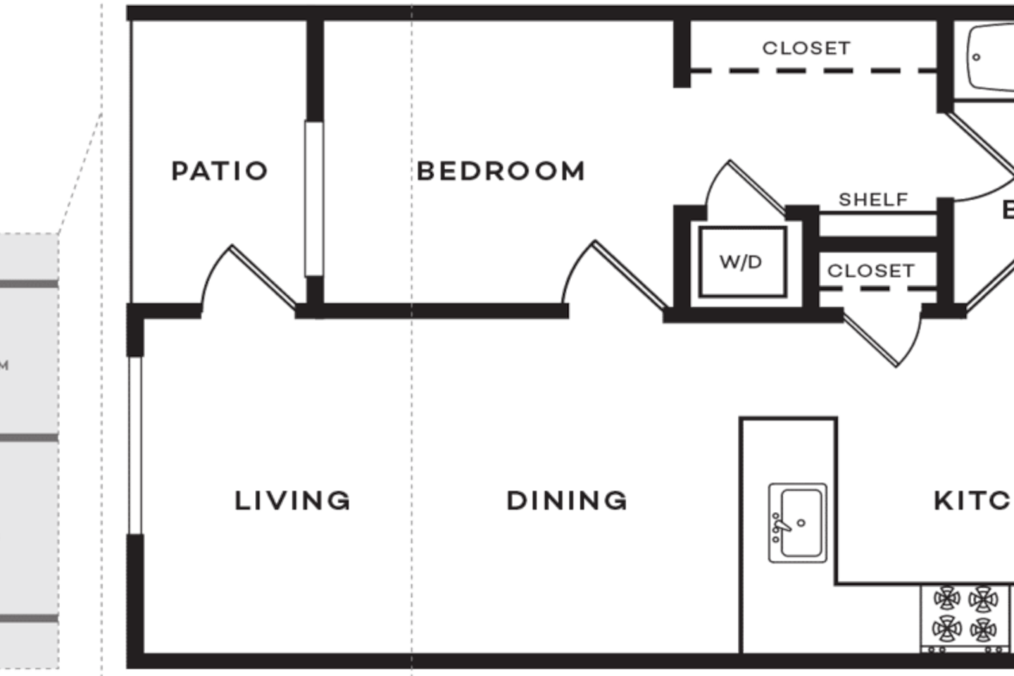 Floorplan diagram for A1.1, showing 1 bedroom