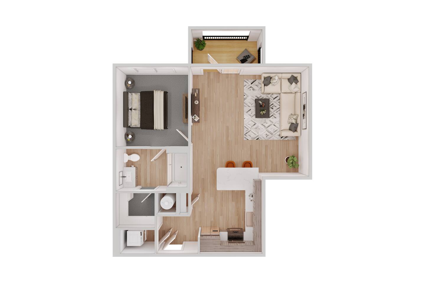 Floorplan diagram for AA, showing 1 bedroom