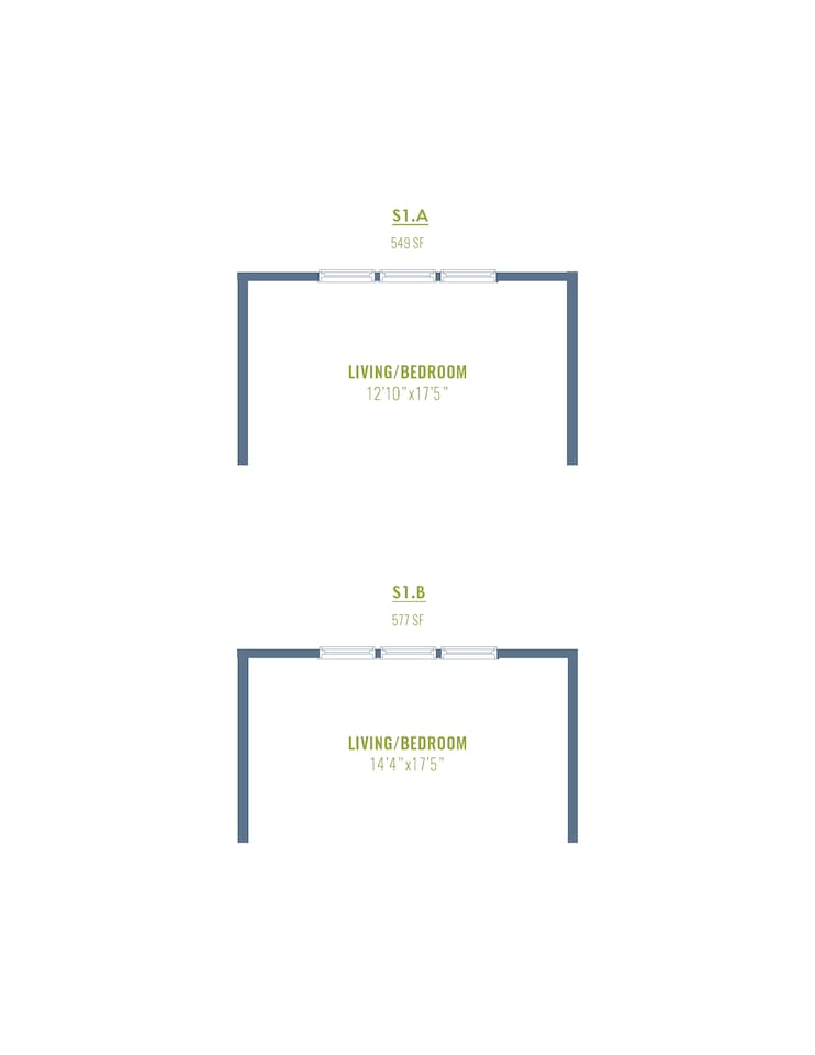 Floorplan diagram for S1b, showing Studio
