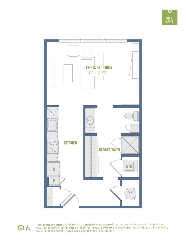 Floorplan diagram for S2, showing Studio